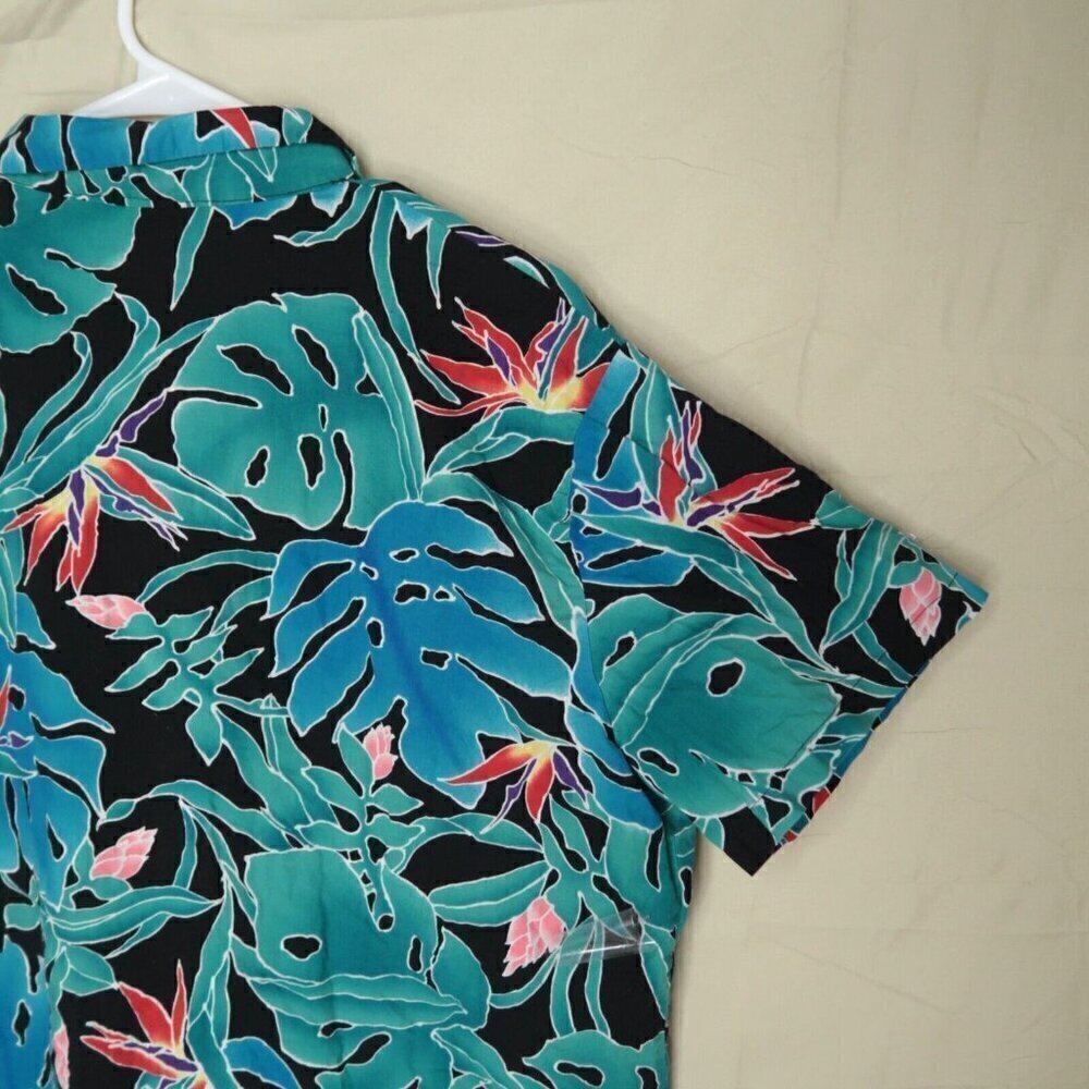 VTG Hilo Hattie The Hawaiian Original Shirt Blue Floral Cotton Retro Men's Large - Picture 9 of 13